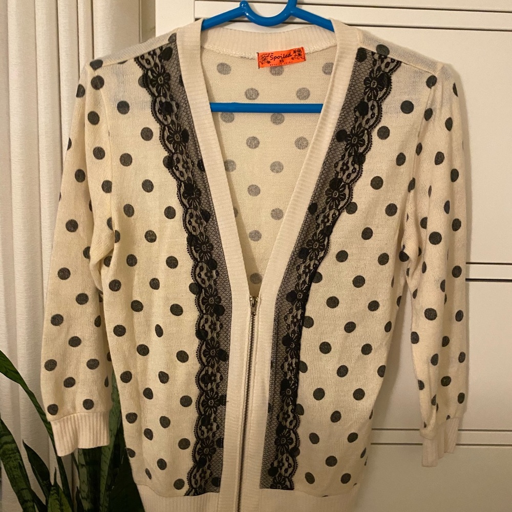 White polka dot cardigan